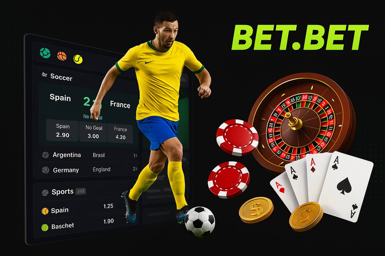 Apostas esportivas no cassino online BET.BET